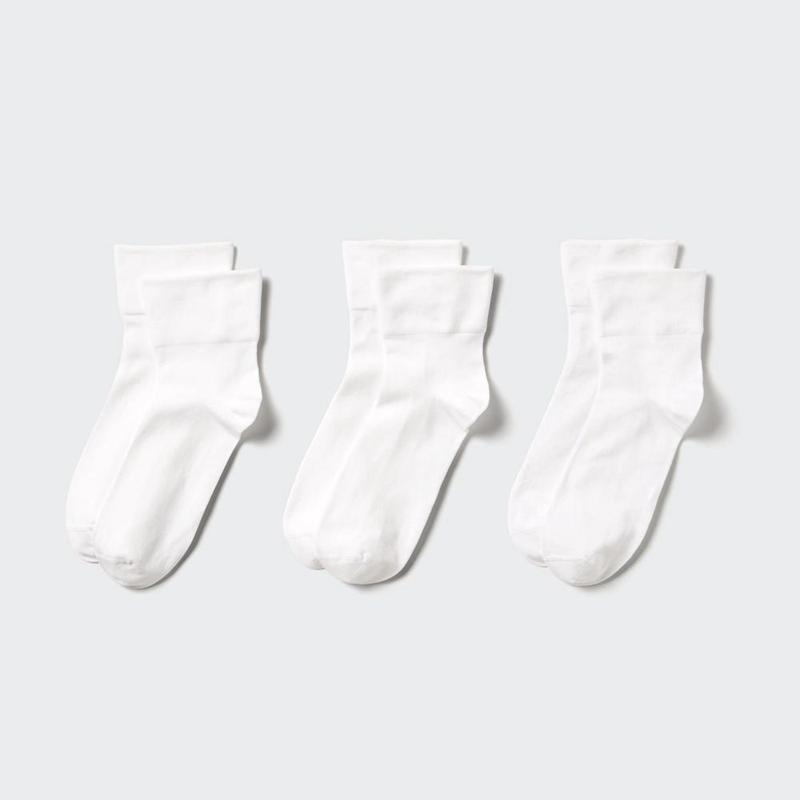 Uniqlo (Crew Taper, 3 Pairs) Women Socks Tights White  US |  LEDM-40193