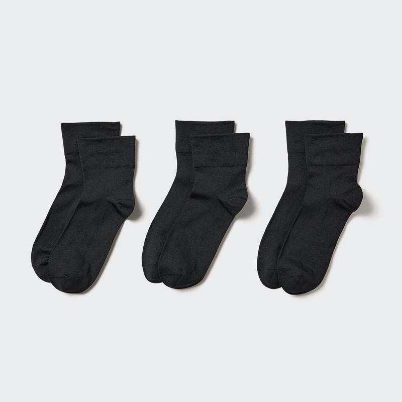 Uniqlo (Crew Taper, 3 Pairs) Women Socks Tights Black  US |  DCFL-27196