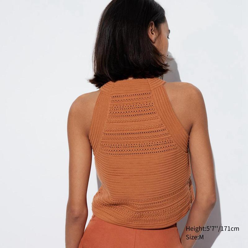 Uniqlo Crochet Sleeveless Women Jumper Brown  US |  TOMN-86751