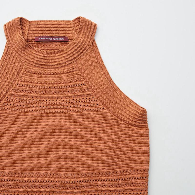 Uniqlo Crochet Sleeveless Women Jumper Natural  US |  OAXN-18205