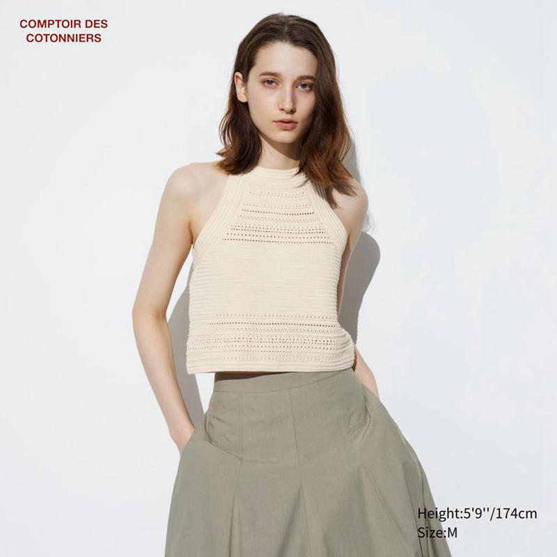 Uniqlo Crochet Sleeveless Women Jumper Natural  US |  OAXN-18205