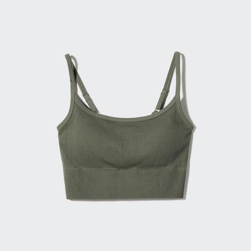 Uniqlo Cropped Women Tank Tops Olive  US |  DGSM-09174