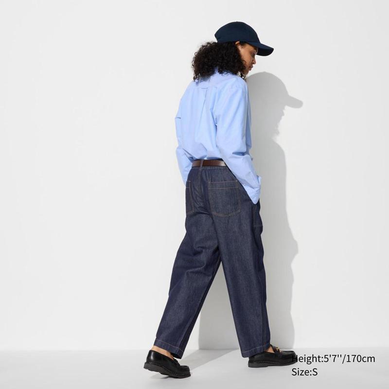 Uniqlo Curved Baker (Denim) Women Trousers Navy  US |  FIBV-58794