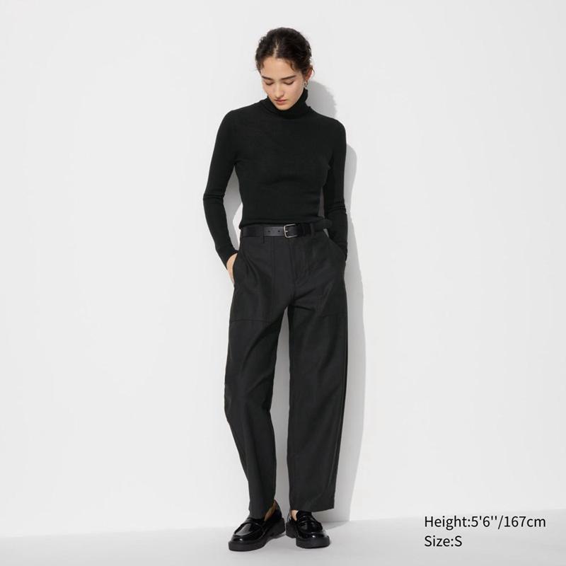 Uniqlo Curved Baker Women Trousers Black  US |  NWBM-37154