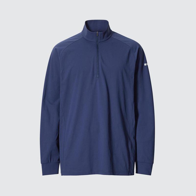 Uniqlo DRY-EX UV Protection Half-Zip (Long Sleeve) Men T-Shirt Blue  US |  LDMI-26513