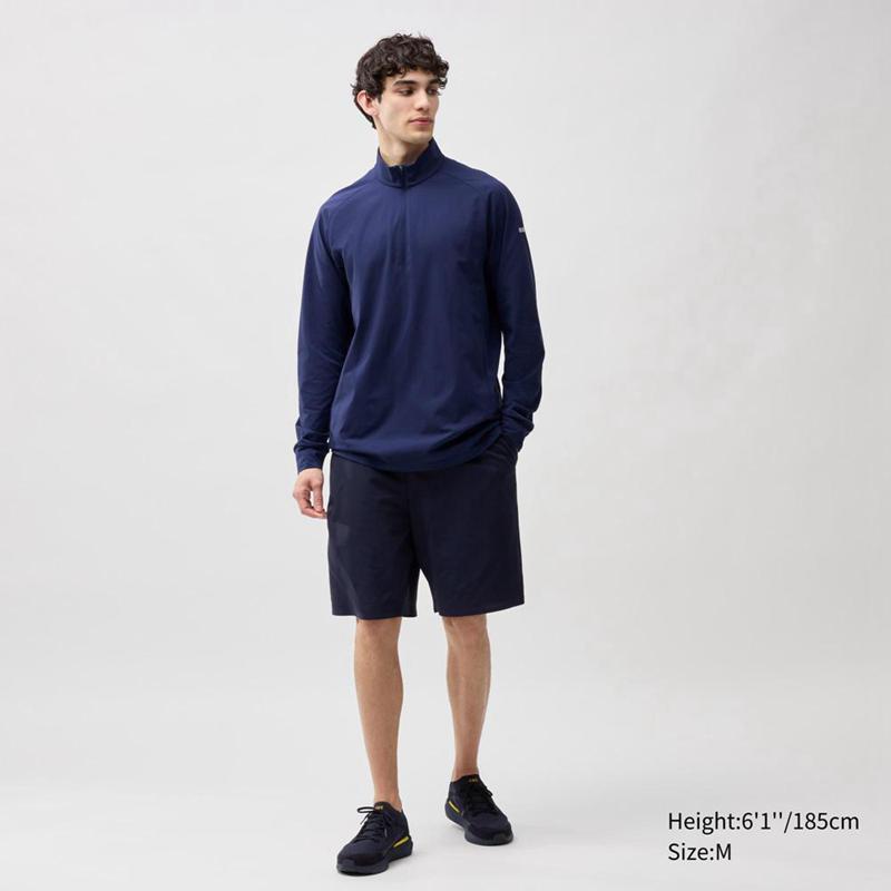 Uniqlo DRY-EX UV Protection Half-Zip (Long Sleeve) Men T-Shirt Blue  US |  LDMI-26513