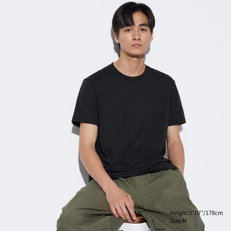 Uniqlo DRY Colour Crew Neck Men T-Shirt Black  US |  KJYF-05291