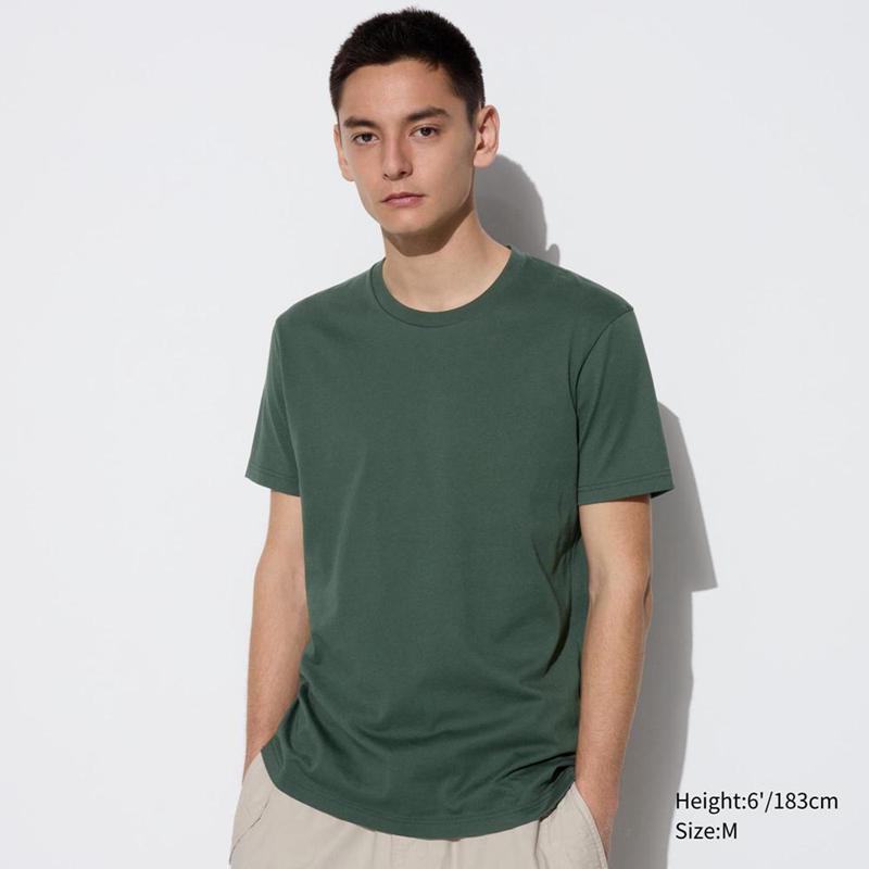 Uniqlo DRY Colour Crew Neck Men T-Shirt Dark Green  US |  VIEK-71085