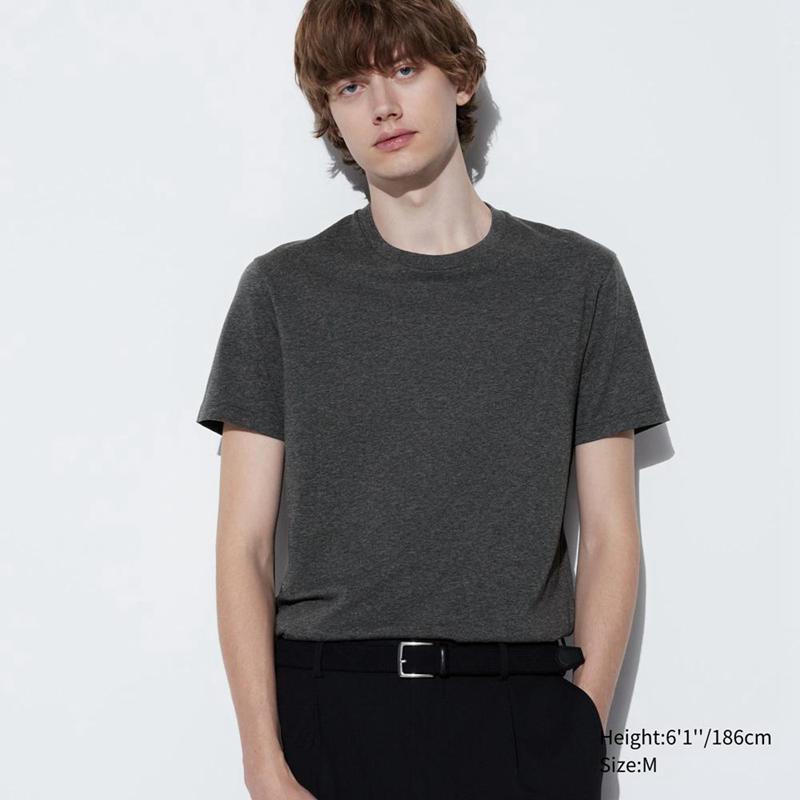 Uniqlo DRY Colour Crew Neck Men T-Shirt Dark Grey  US |  NSZT-73594