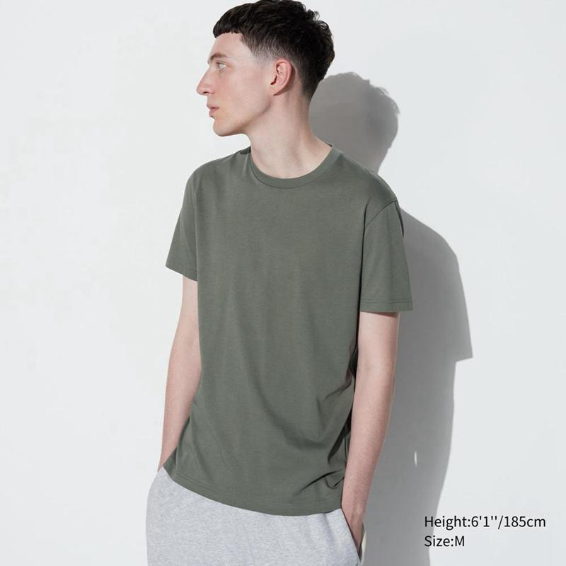 Uniqlo DRY Colour Crew Neck Men T-Shirt Olive  US |  UNSM-89357