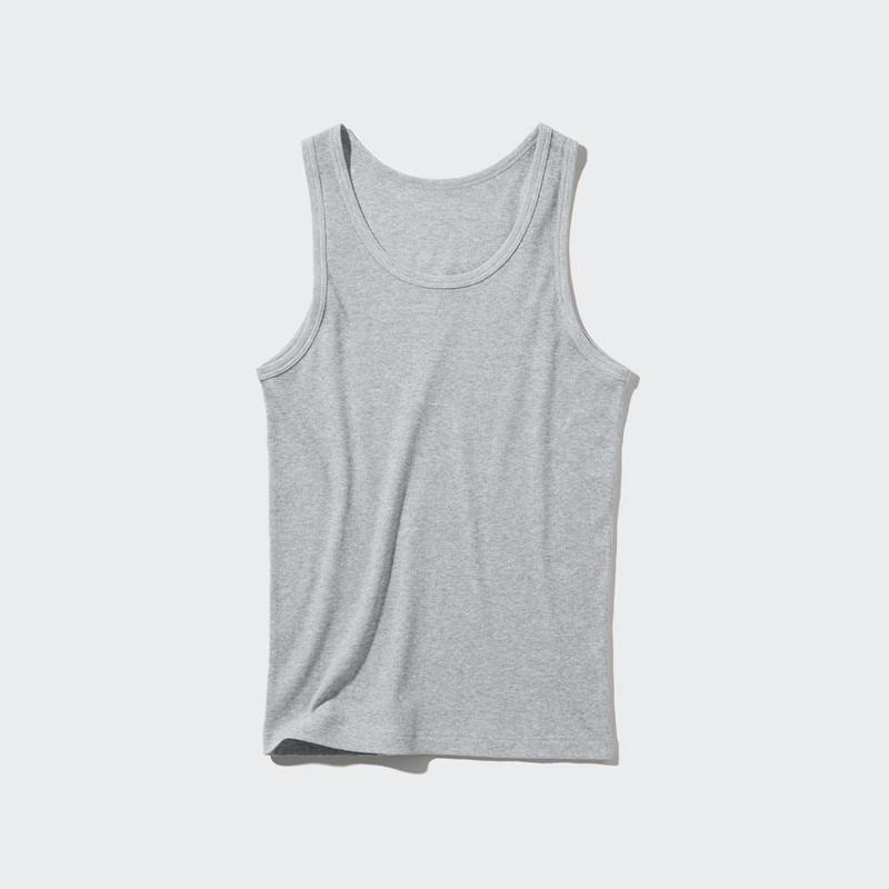 Uniqlo DRY Colour Ribbed Men Vest Top Dark Grey  US |  QTBG-97024