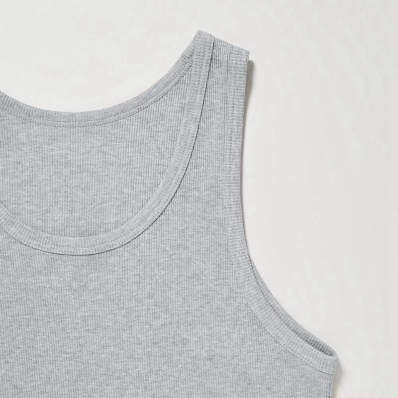 Uniqlo DRY Colour Ribbed Men Vest Top Dark Grey  US |  QTBG-97024