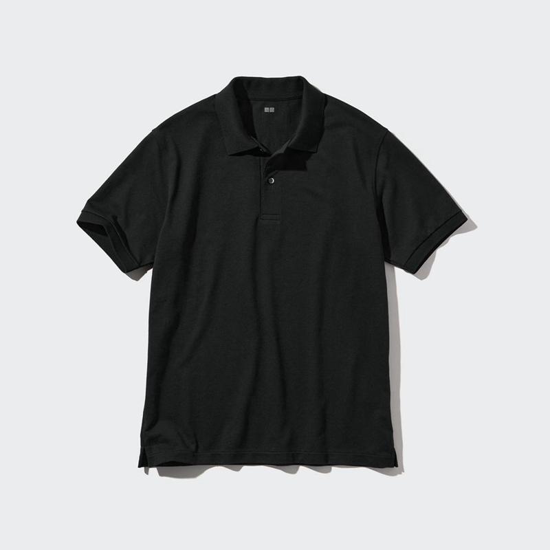 Uniqlo DRY Piqué Men Polo Shirts Black  US |  FKDP-72654