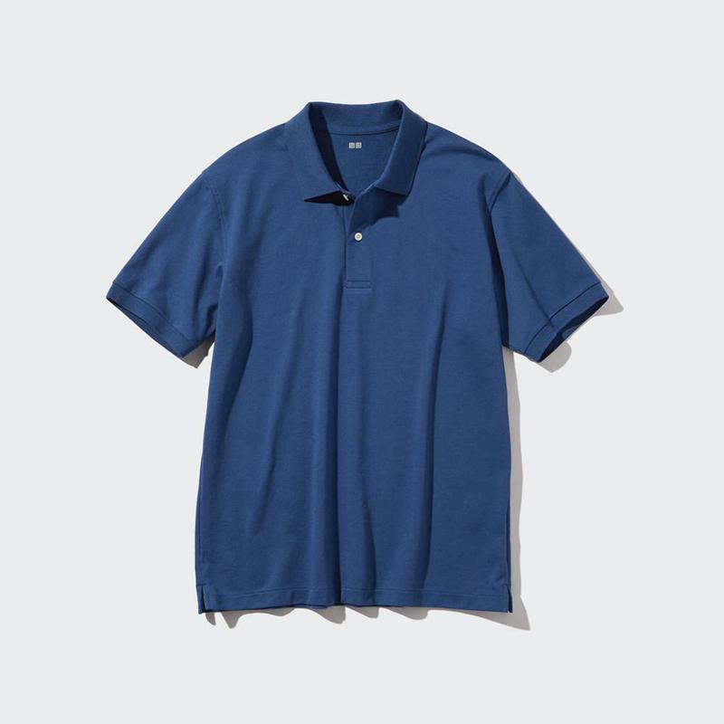 Uniqlo DRY Piqué Men Polo Shirts Blue  US |  BCNJ-04869