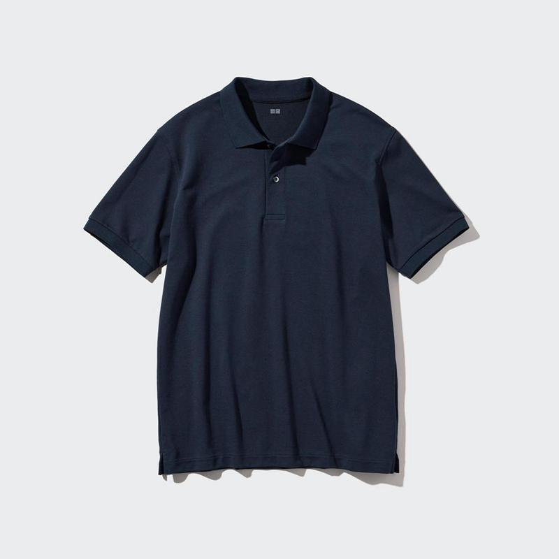 Uniqlo DRY Piqué Men Polo Shirts Navy  US |  LRBU-59183