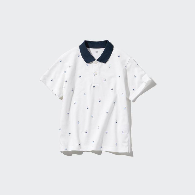 Uniqlo DRY Piqué (Printed) Kids' Polo Shirt Off White  US |  DNCK-26597