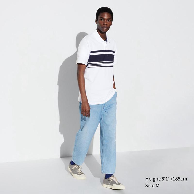 Uniqlo DRY Piqué (Stripe) Men T-Shirt Navy  US |  TGBR-94763