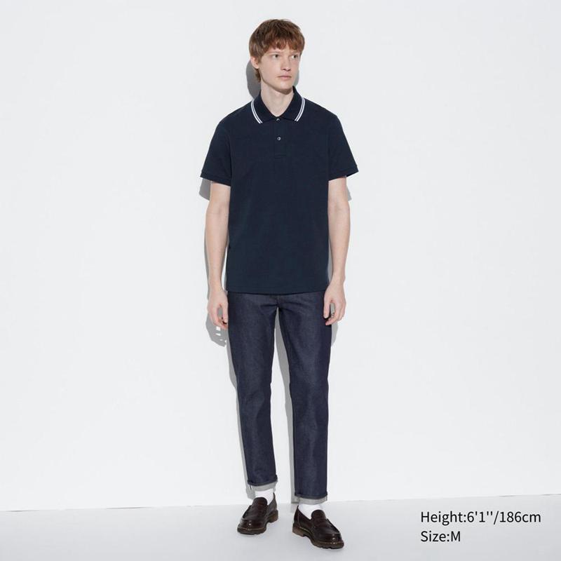 Uniqlo DRY Piqué (Tipping) Men T-Shirt Navy  US |  CHJN-96284