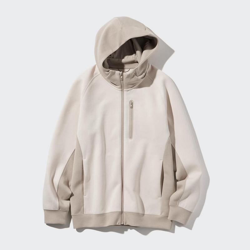 Uniqlo DRY Stretch Full-Zip Men Hoodie Natural  US |  TKYP-59612