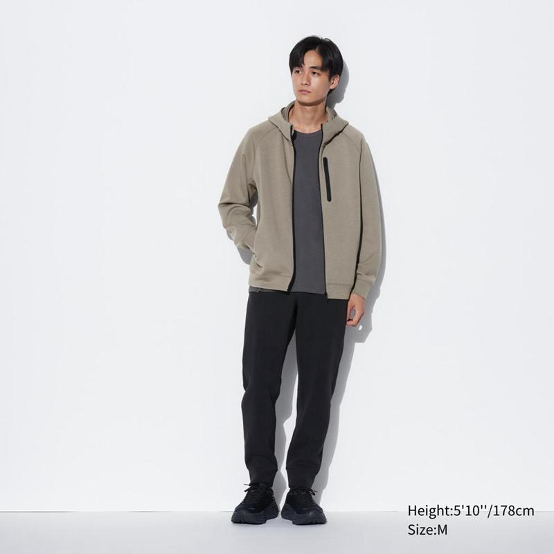 Uniqlo DRY Stretch Zipped Men Hoodie Black  US |  BJGY-93651