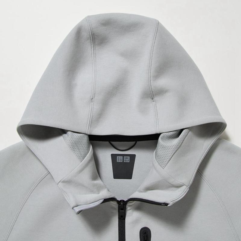 Uniqlo DRY Stretch Zipped Men Hoodie Light Grey  US |  CHAL-80132