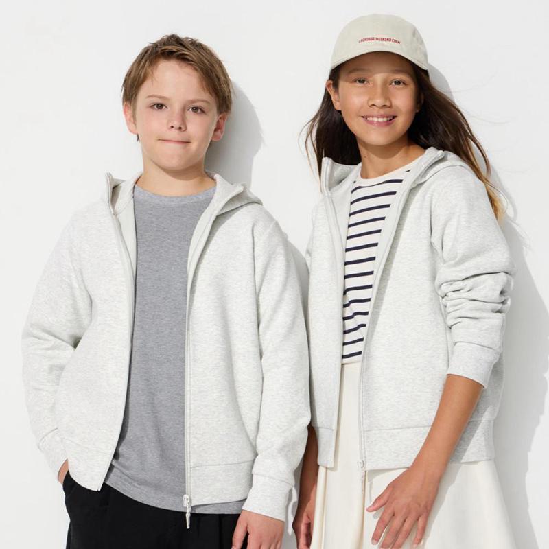 Uniqlo DRY Sweat Full-Zip Kids\' Hoodies Light Grey  US |  BFNE-89350