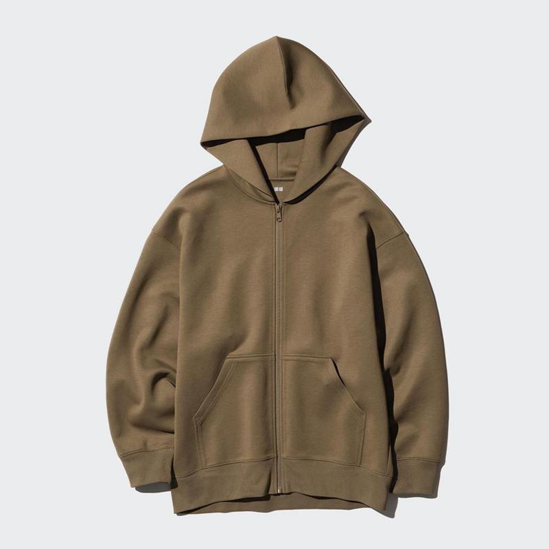 Uniqlo DRY Sweat Oversized Full-Zip Women Hoodies Natural  US |  WLUH-07615