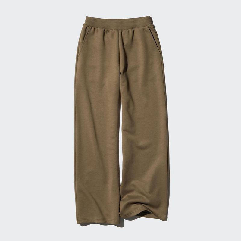 Uniqlo DRY Sweat Wide (Long) Women Trousers Natural  US |  GAJN-12846