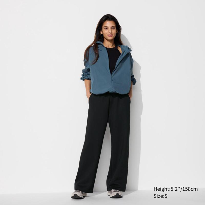 Uniqlo DRY Sweat Wide (Short) Women Trousers Black  US |  RFJL-76843