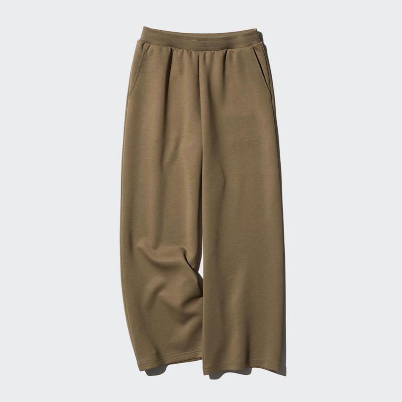 Uniqlo DRY Sweat Wide (Short) Women Trousers Olive  US |  MQUJ-42961