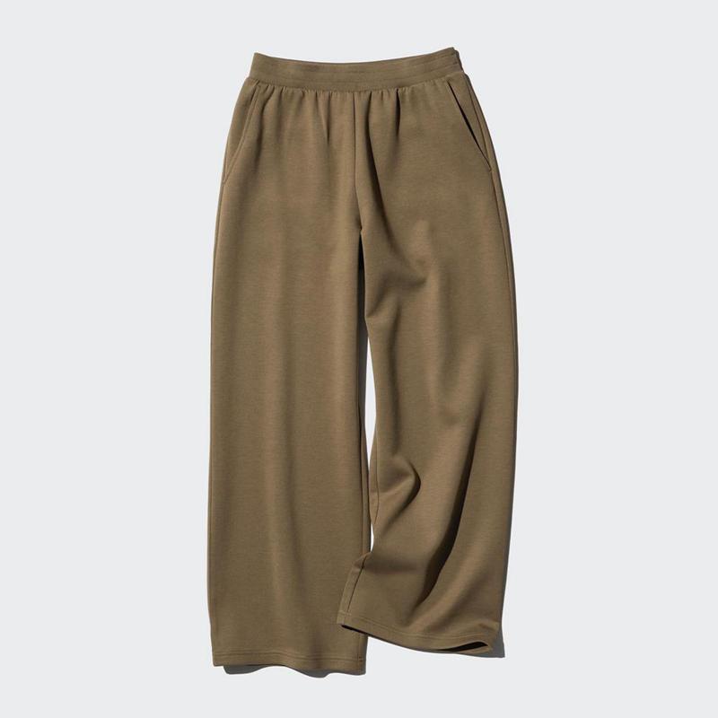 Uniqlo DRY Sweat Wide Women Trousers Olive  US |  BOEC-63719