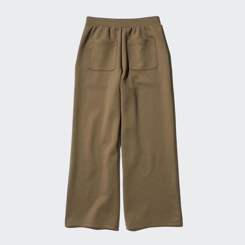 Uniqlo DRY Sweat Wide Women Trousers Olive  US |  BOEC-63719