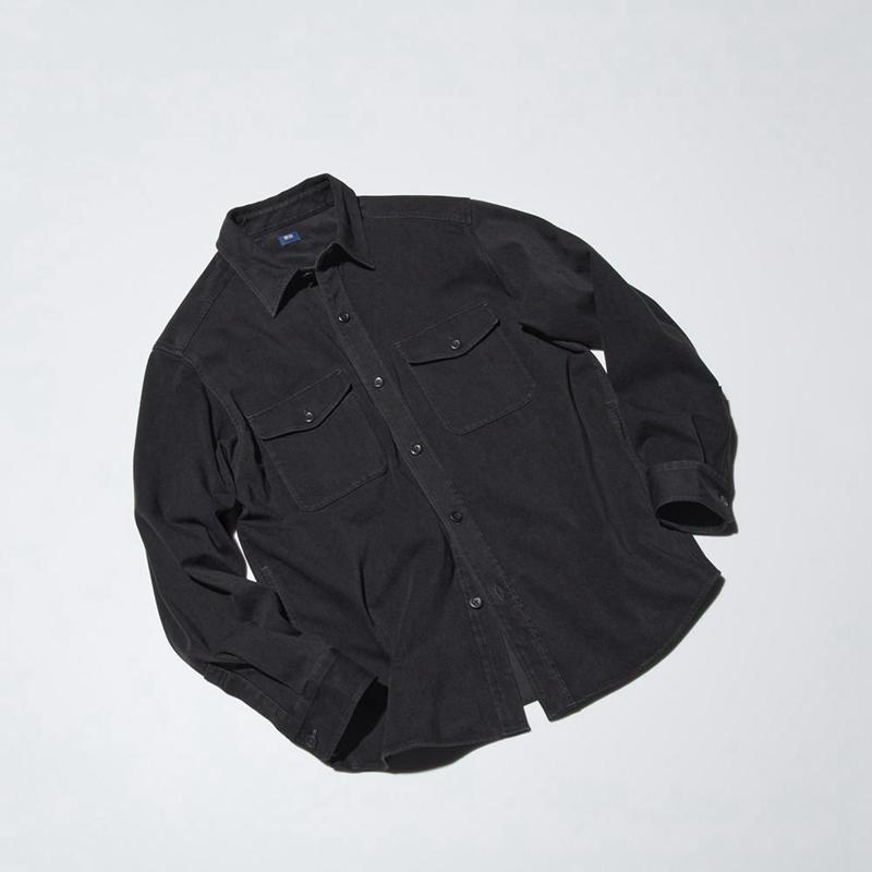 Uniqlo Denim Jersey Men Overshirts Black  US |  ZGEO-07928