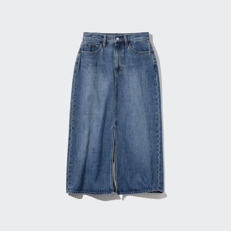 Uniqlo Denim Long Women Skirts Dark Grey  US |  HTUP-60817