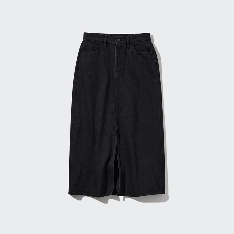 Uniqlo Denim Long Women Skirts Dark Grey  US |  HTUP-60817