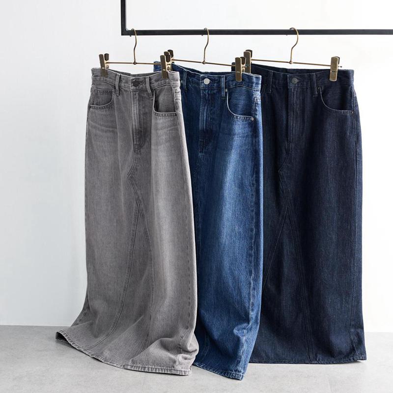 Uniqlo Denim Panel Long Women Skirts Blue  US |  UILY-45037