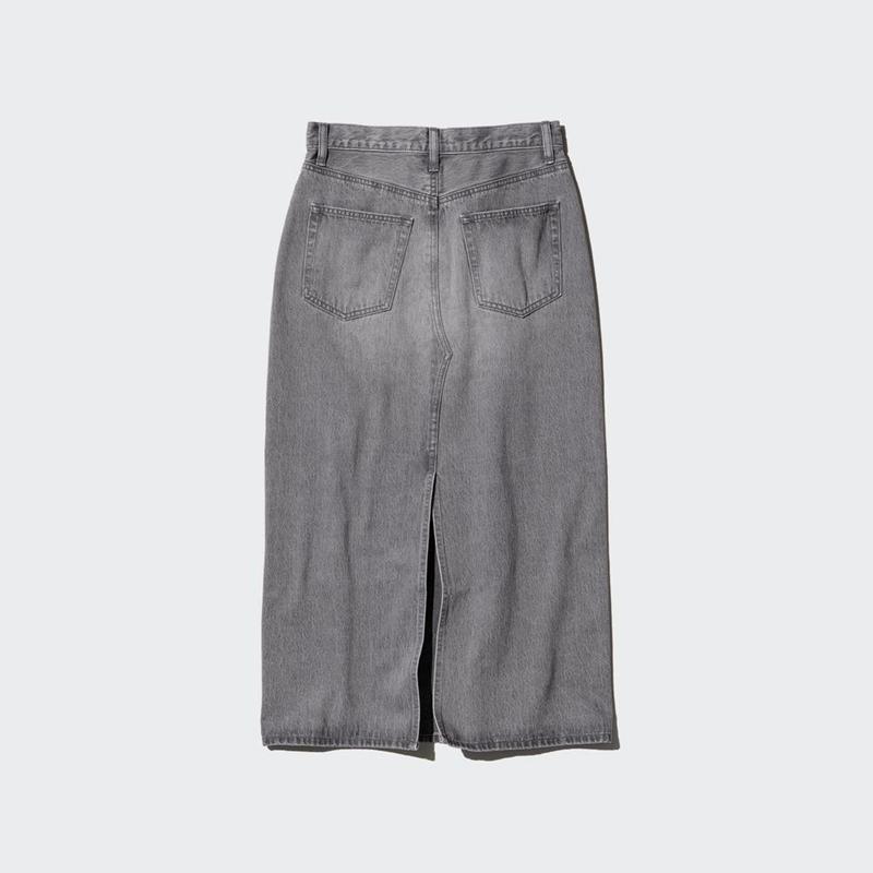 Uniqlo Denim Panel Long Women Skirts Grey  US |  CZWH-08125