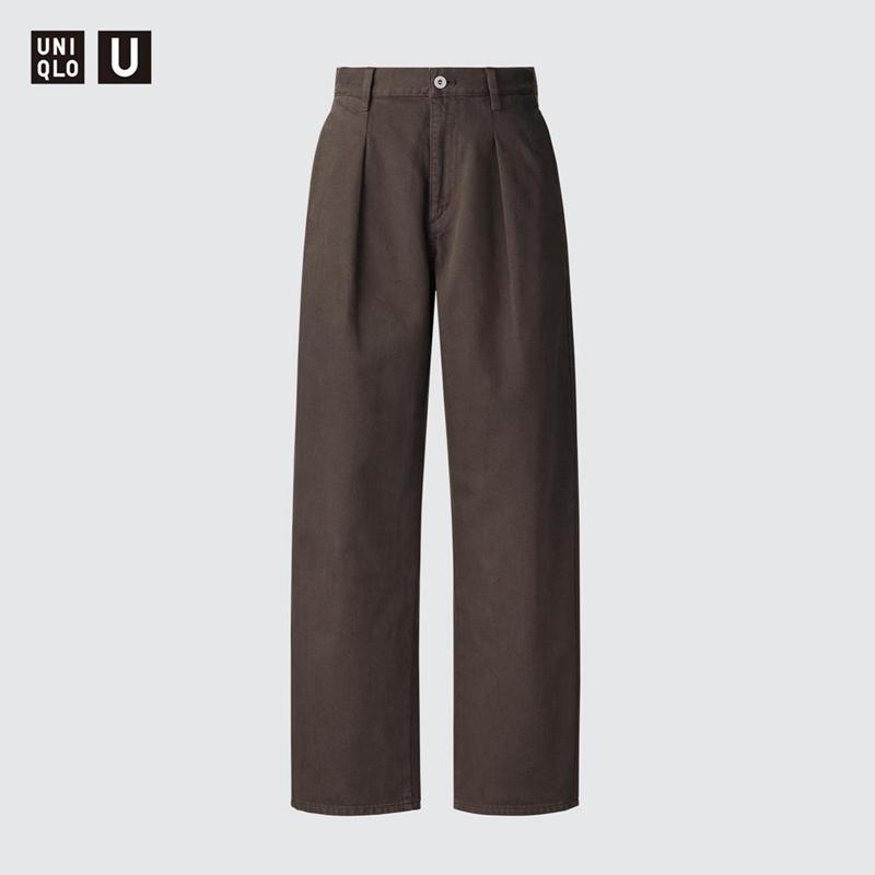 Uniqlo Denim Pleated (Short) Women Trousers Black  US |  WEGN-84576