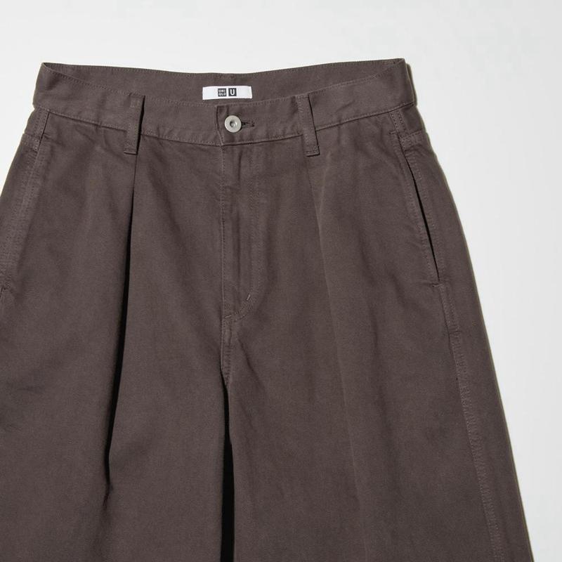 Uniqlo Denim Pleated (Short) Women Trousers Brown  US |  ZHRP-70845