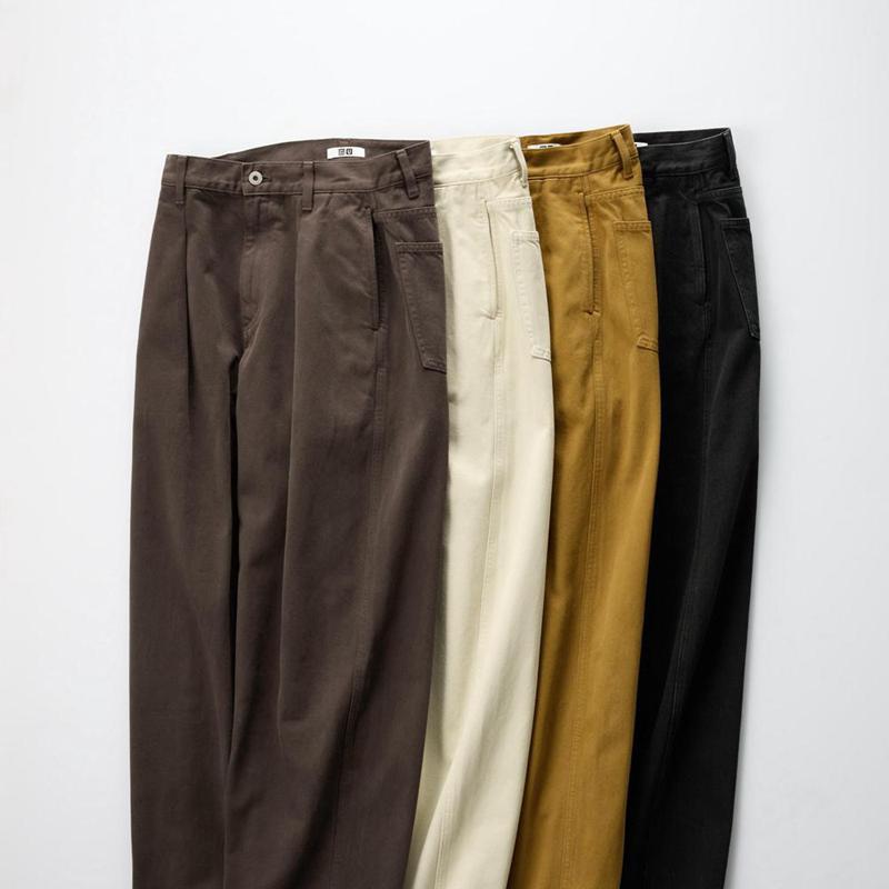 Uniqlo Denim Pleated Women Trousers Brown  US |  MHPJ-93607