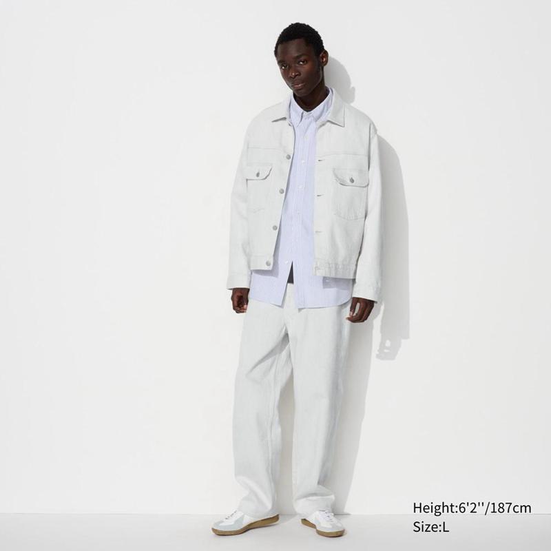 Uniqlo Denim Trucker Men Jackets Off White  US |  LYHP-27948