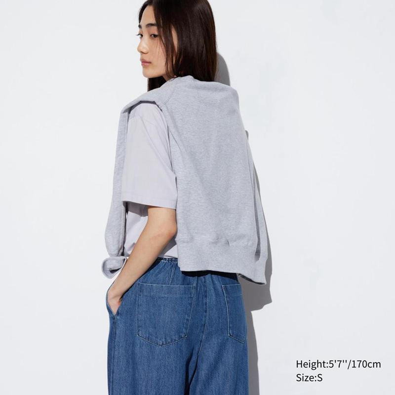 Uniqlo Drapey Denim Pleated Women Trousers Blue  US |  GOEW-17523