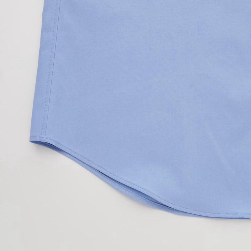 Uniqlo Easy Care Broadcloth Stretch Slim Fit (Regular Collar) Men Shirts Blue  US |  DCAR-09256