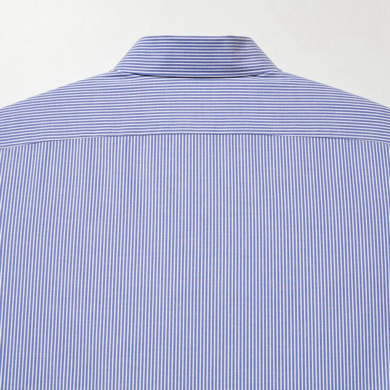 Uniqlo Easy Care Stretch Slim Fit (Stripe, Semi-Cutaway Collar) Men Shirts Blue  US |  ZANE-15096