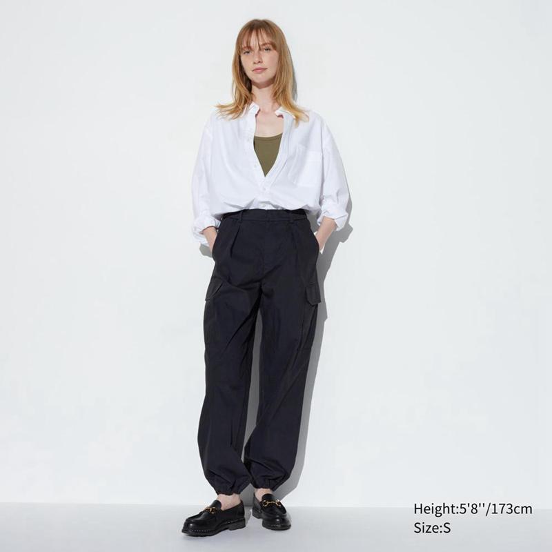 Uniqlo Easy Cargo (Long) Women Trousers Black  US |  OERA-10586