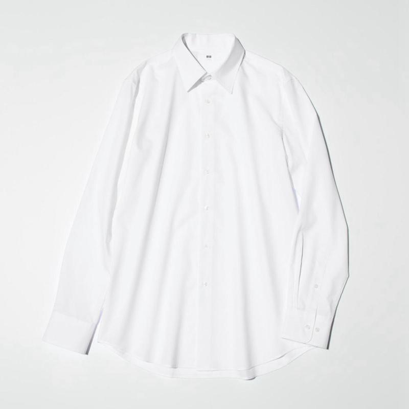 Uniqlo Fine Cloth Easy Care Regular Fit (Regular Collar, Check) Men Shirts White  US |  JTEX-62408