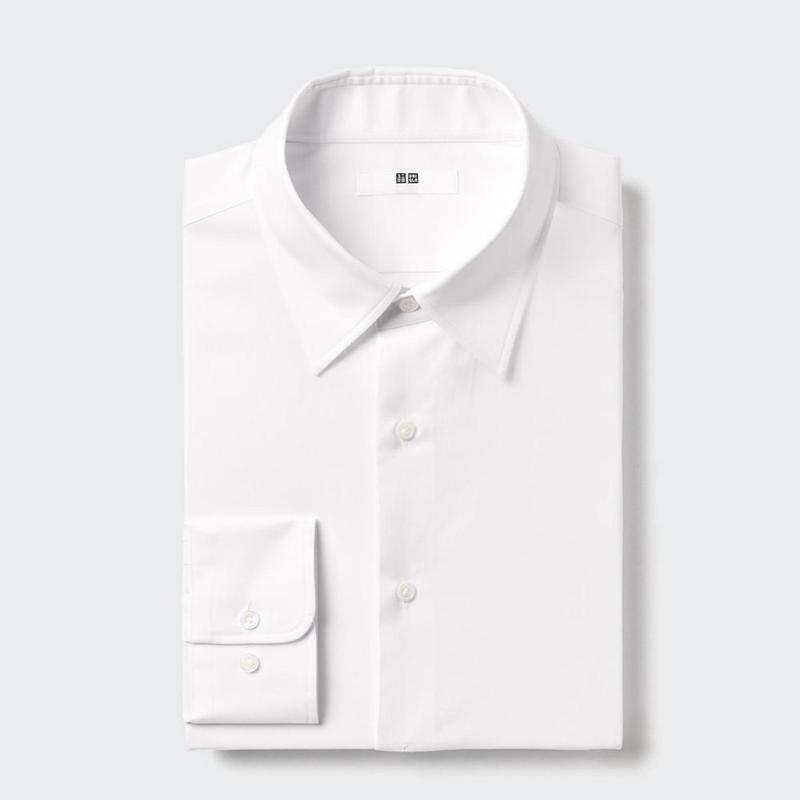 Uniqlo Fine Cloth Easy Care Regular Fit (Regular Collar, Check) Men Shirts White  US |  JTEX-62408