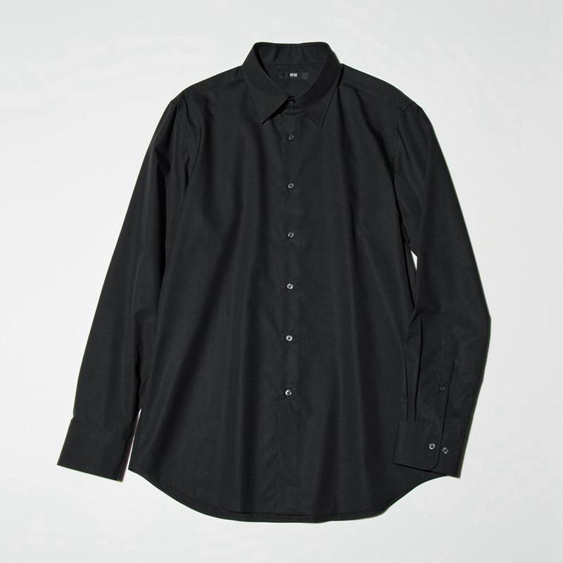 Uniqlo Fine Cloth Easy Care Regular Fit (Regular Collar, Check) Men Shirts Black  US |  UHDV-15890