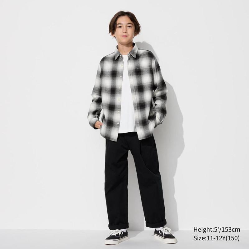 Uniqlo Flannel (Check) Kids' Shirts Black  US |  BQSP-58216