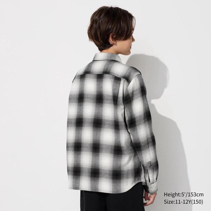 Uniqlo Flannel (Check) Kids' Shirts Black  US |  FZOW-05713